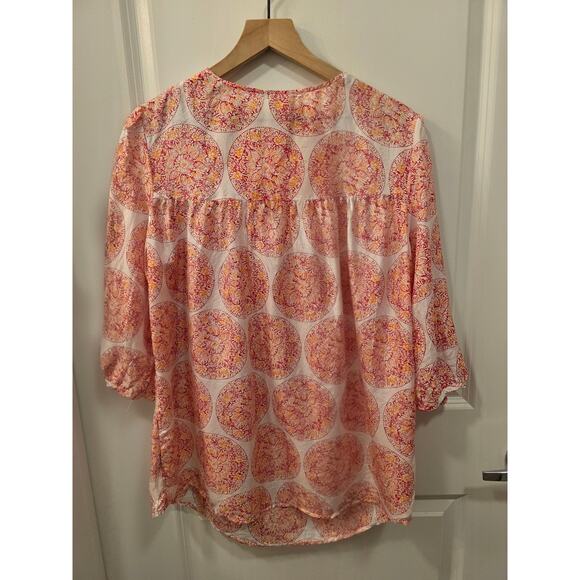 Calypso St. Barth Pink Medallion Crochet Blouse - Picture 3 of 10